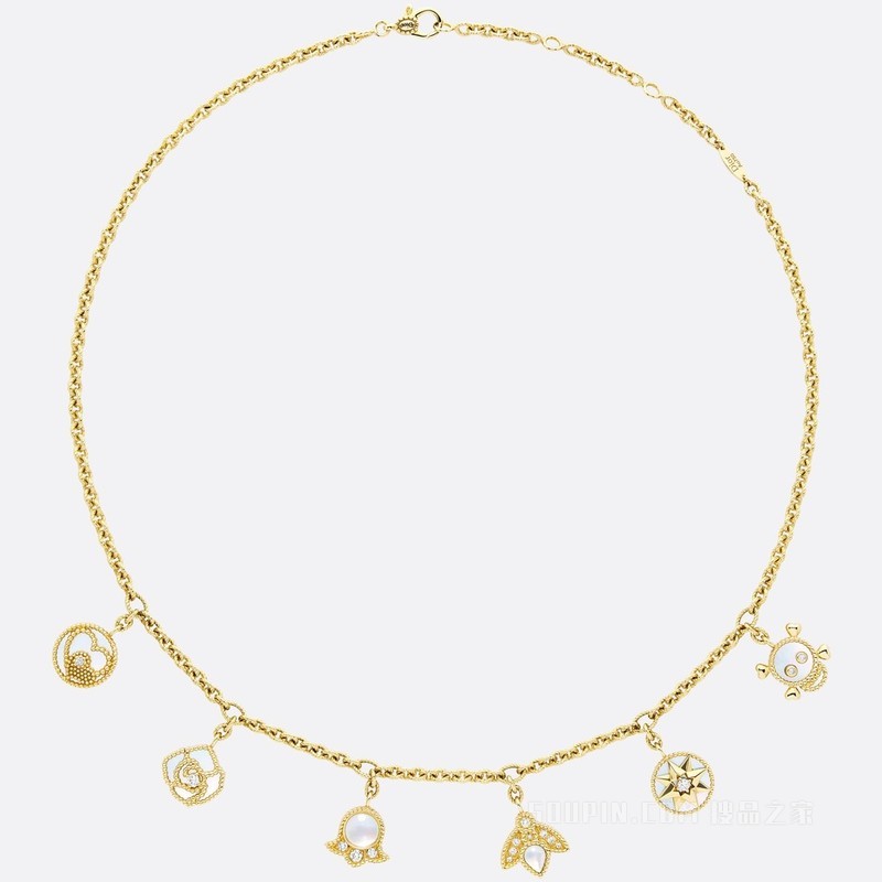 Rose des Vents 项链 黄色 18K 金、钻石和珍珠母贝装饰