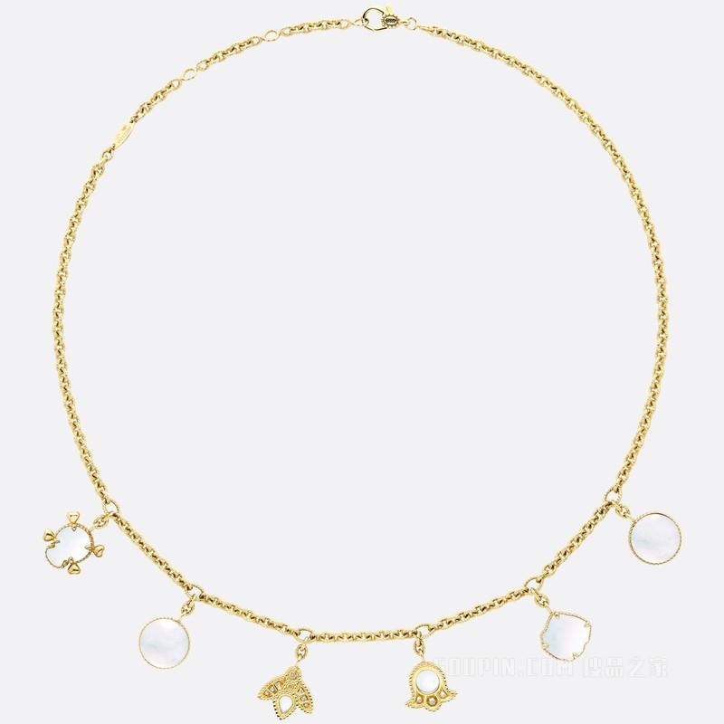 Rose des Vents 项链 黄色 18K 金、钻石和珍珠母贝装饰