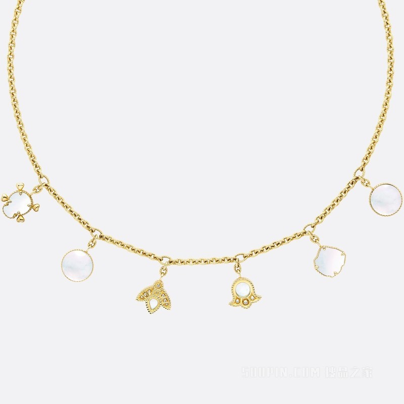 Rose des Vents 项链 黄色 18K 金、钻石和珍珠母贝装饰
