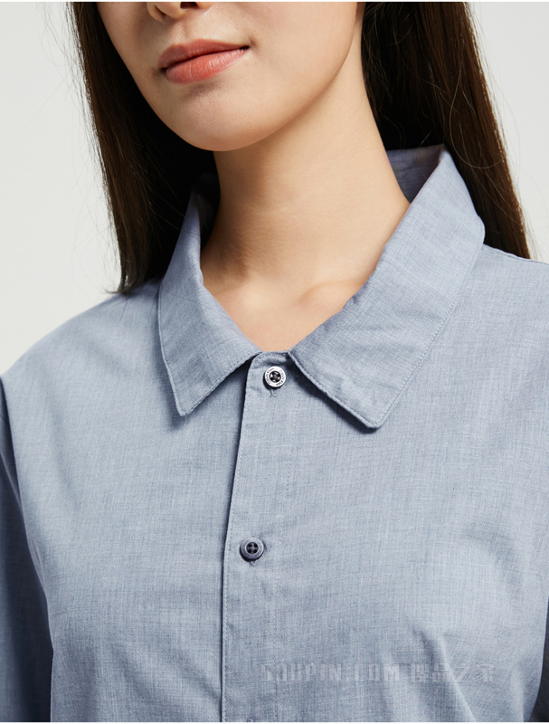 Calvin Klein 22秋冬新款女士时尚LOGO布标透气翻领宽松长袖睡衣QS6891