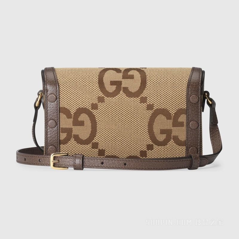 Gucci Horsebit 1955系列迷你手袋 驼色和乌木色帆布