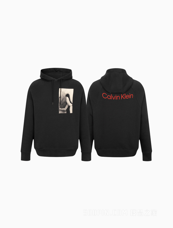 【简约系列】Calvin Klein 22秋冬男女情侣中性抓绒连帽卫衣40727ST