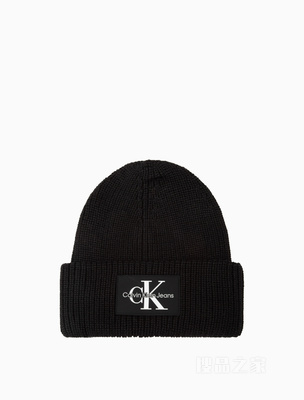 Calvin Klein 22秋冬男士撞色LOGO贴片羊毛混纺翻领针织毛线帽K506242
