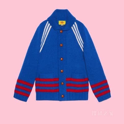 adidas x Gucci联名系列嵌花羊毛开衫 蓝色