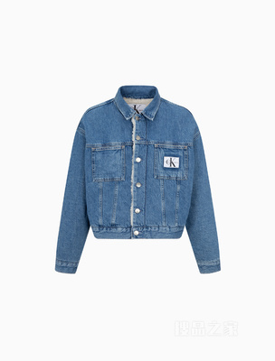 Calvin Klein 22秋冬女士仿羊羔绒双面穿LOGO织标牛仔外套J219349