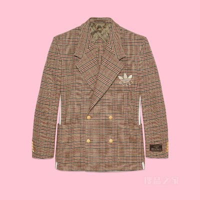 adidas x Gucci联名系列羊毛正装夹克 米色和棕色