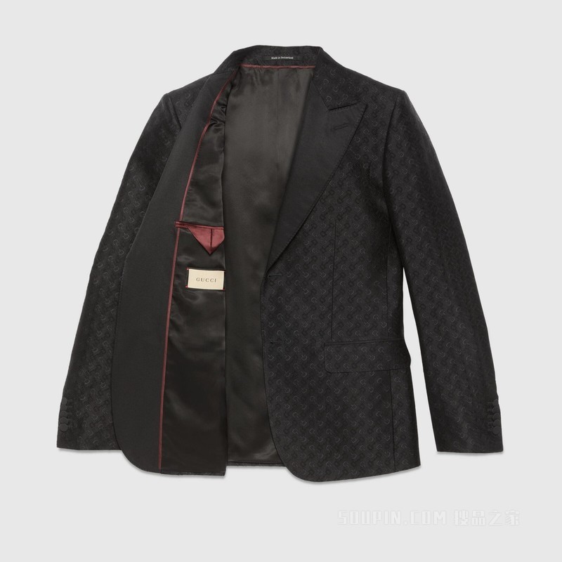 【gucci/古驰】羊毛真丝马衔扣正装夹克 黑色 716893 zakit 1000-搜品