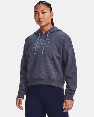 女士UA Essential Script抓绒连帽上衣