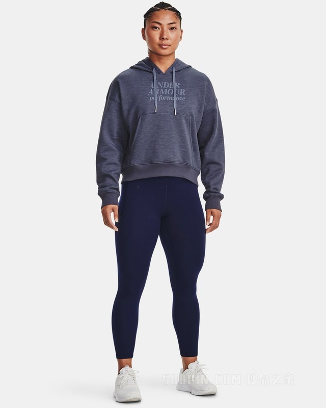 女士UA Essential Script抓绒连帽上衣