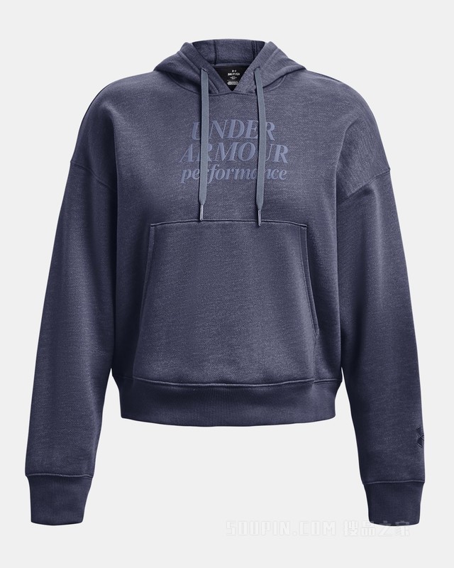 女士UA Essential Script抓绒连帽上衣