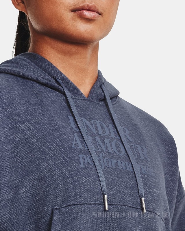 女士UA Essential Script抓绒连帽上衣