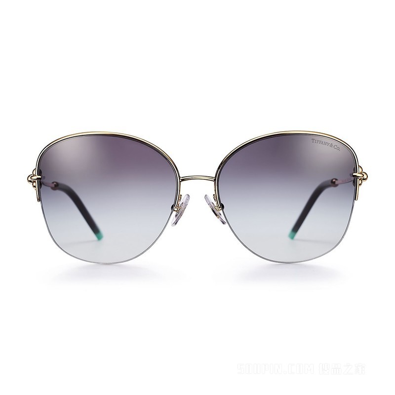 Tiffany HardWear 系列灰色镜片金色金属镜框太阳镜