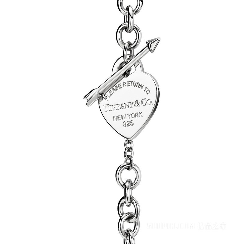 Return to Tiffany™ 系列 Lovestruck Heart Tag 纯银手链，中号