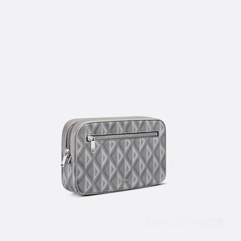 洗漱包 迪奥灰帆布 CD Diamond 图案