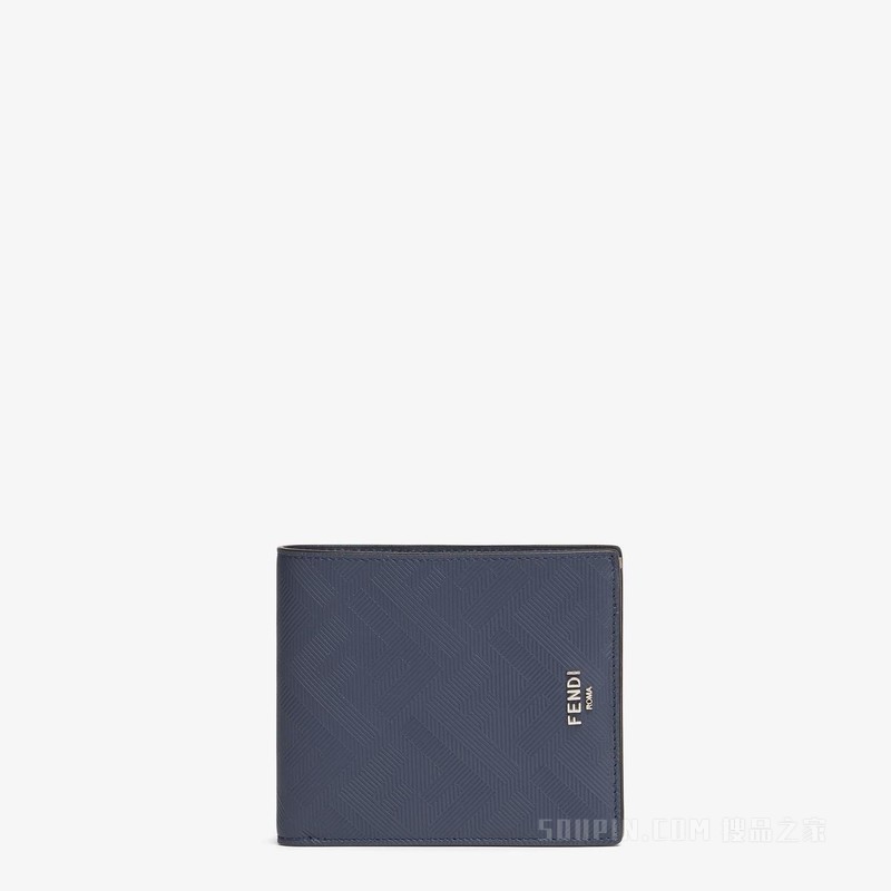 FF皮夹 蓝色皮质双折钱包