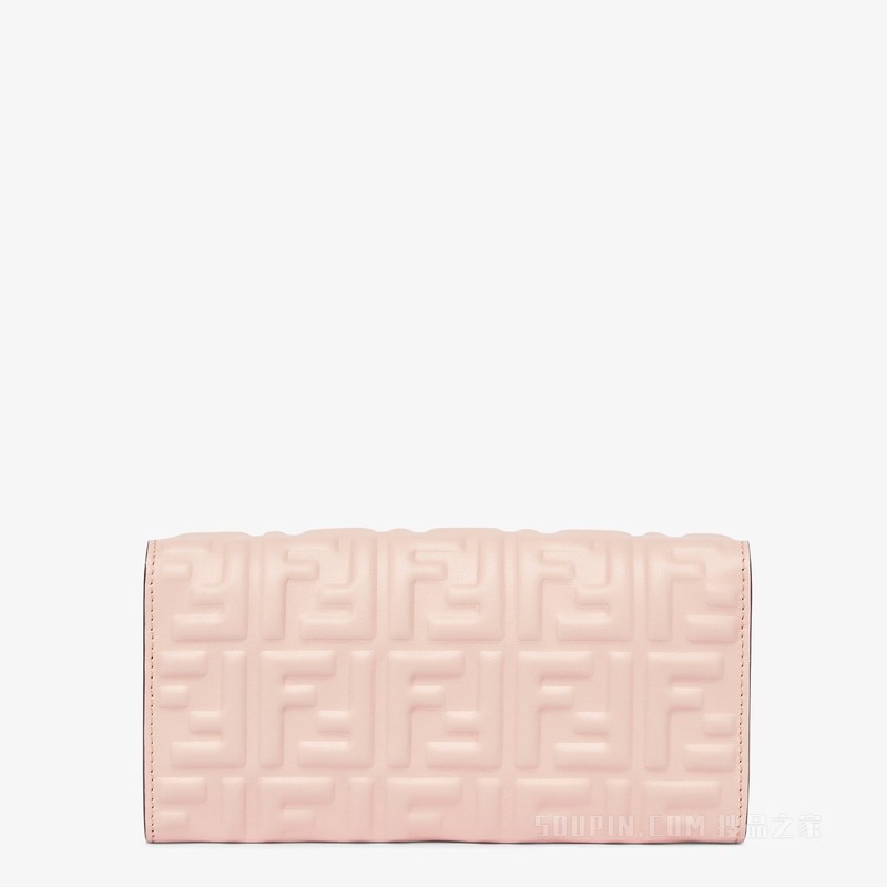 Baguette Continental链带皮夹 粉红色FF纳帕皮夹