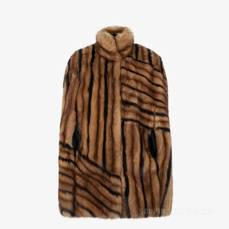 披肩 棕色貂毛披肩