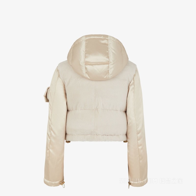 夹克 白色尼龙和貂毛夹克