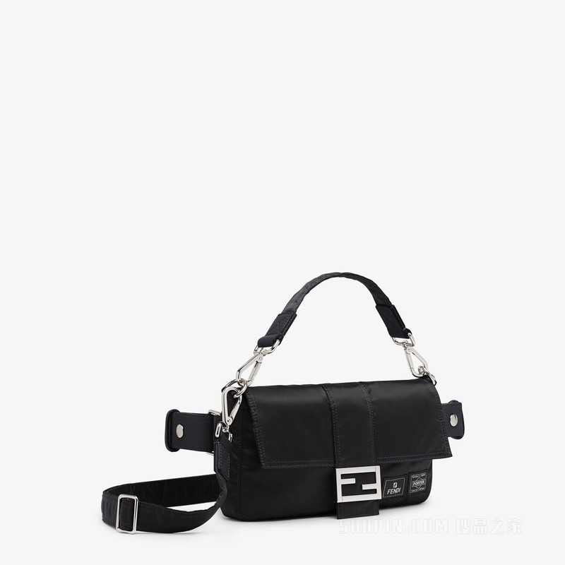 Fendi x Porter联名BAGUETTE手袋 黑色尼龙手袋
