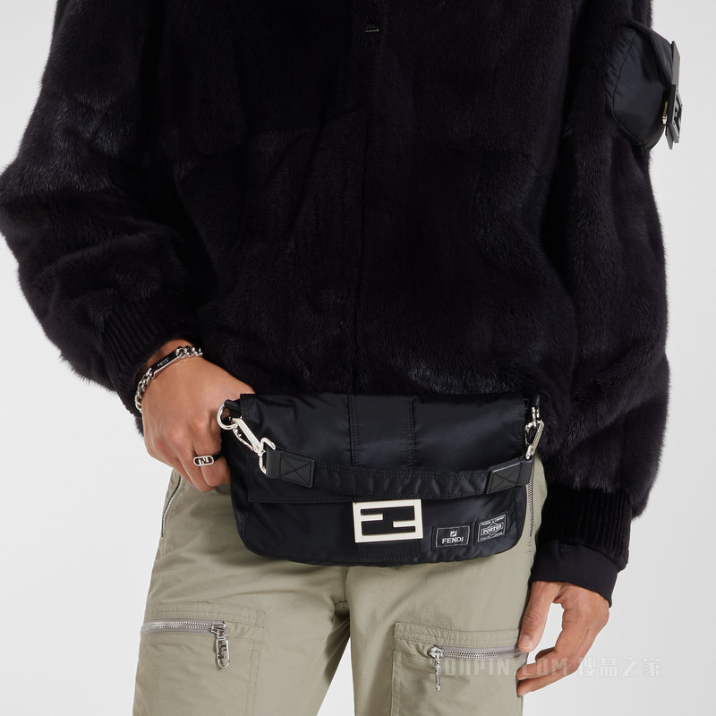 Fendi x Porter联名BAGUETTE手袋 黑色尼龙手袋