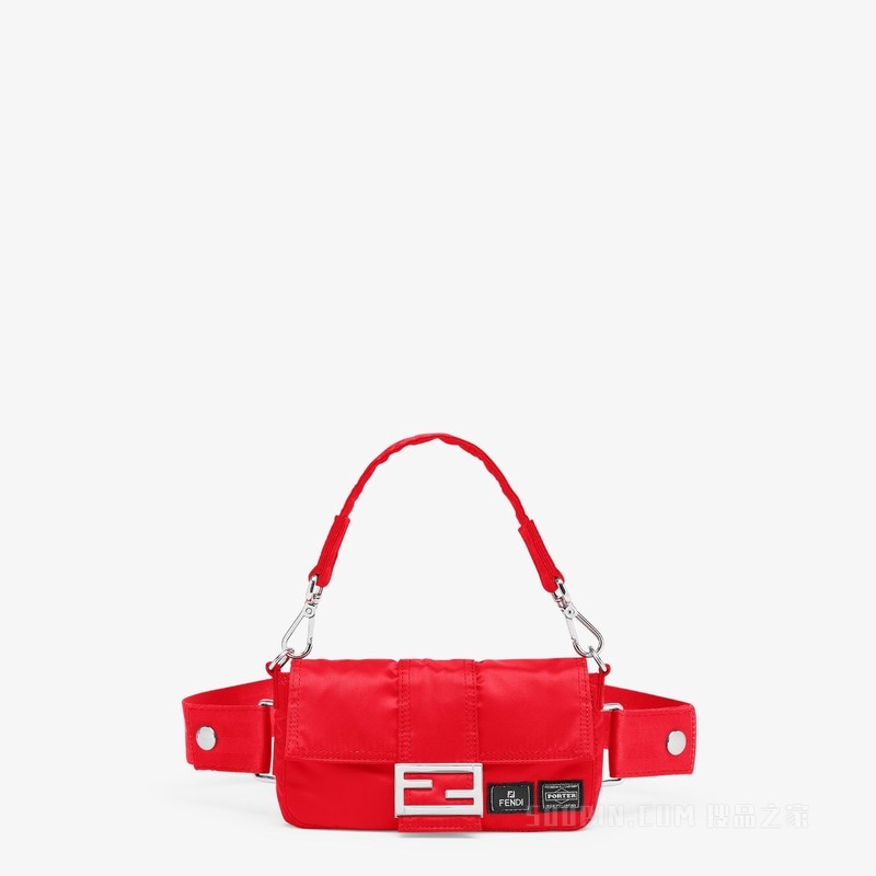 Fendi x Porter联名Baguette迷你手机包 红色尼龙手机包