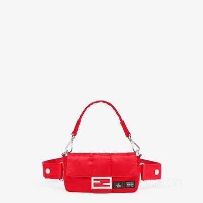Fendi x Porter联名Baguette迷你手机包 红色尼龙手机包