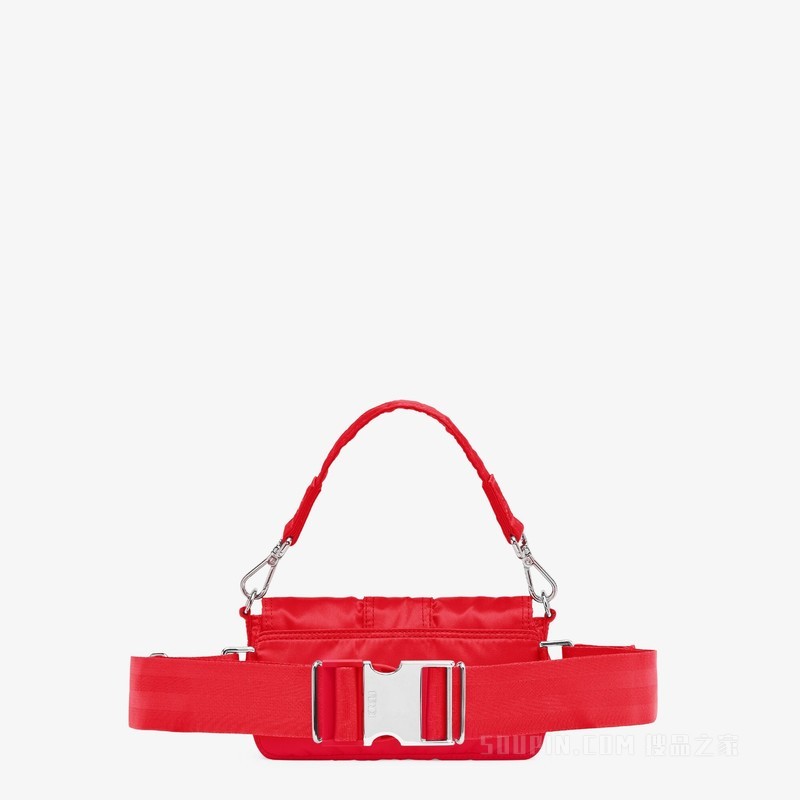 Fendi x Porter联名Baguette迷你手机包 红色尼龙手机包