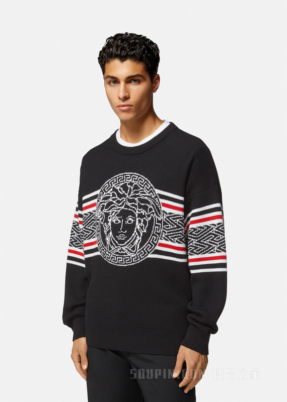 Medusa条纹提花套头衫