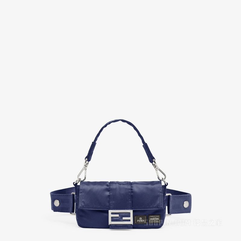 Fendi x Porter联名Baguette迷你手机包 深蓝色尼龙手机包