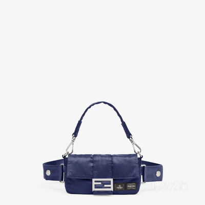Fendi x Porter联名Baguette迷你手机包 深蓝色尼龙手机包