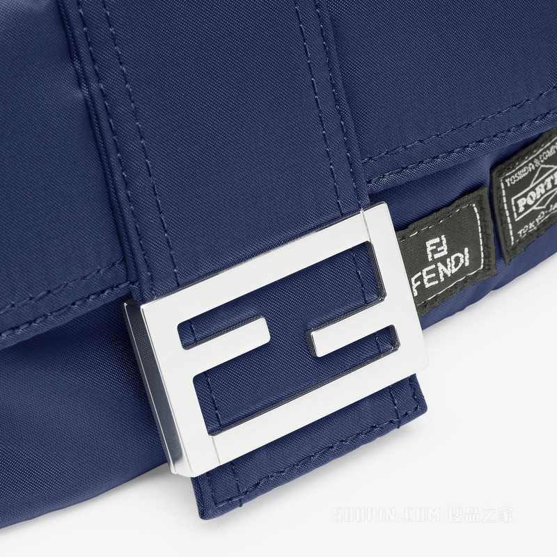 Fendi x Porter联名Baguette迷你手机包 深蓝色尼龙手机包