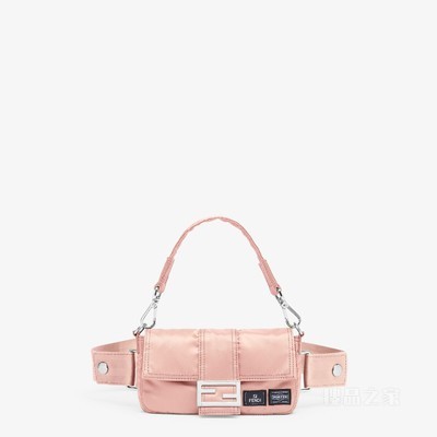 Fendi x Porter联名Baguette迷你手机包 粉红色尼龙手机包