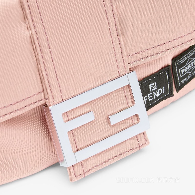 Fendi x Porter联名Baguette迷你手机包 粉红色尼龙手机包