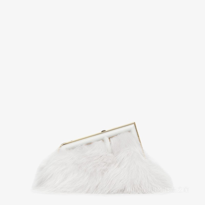 Fendi First小号手袋 白色狐狸皮草手袋