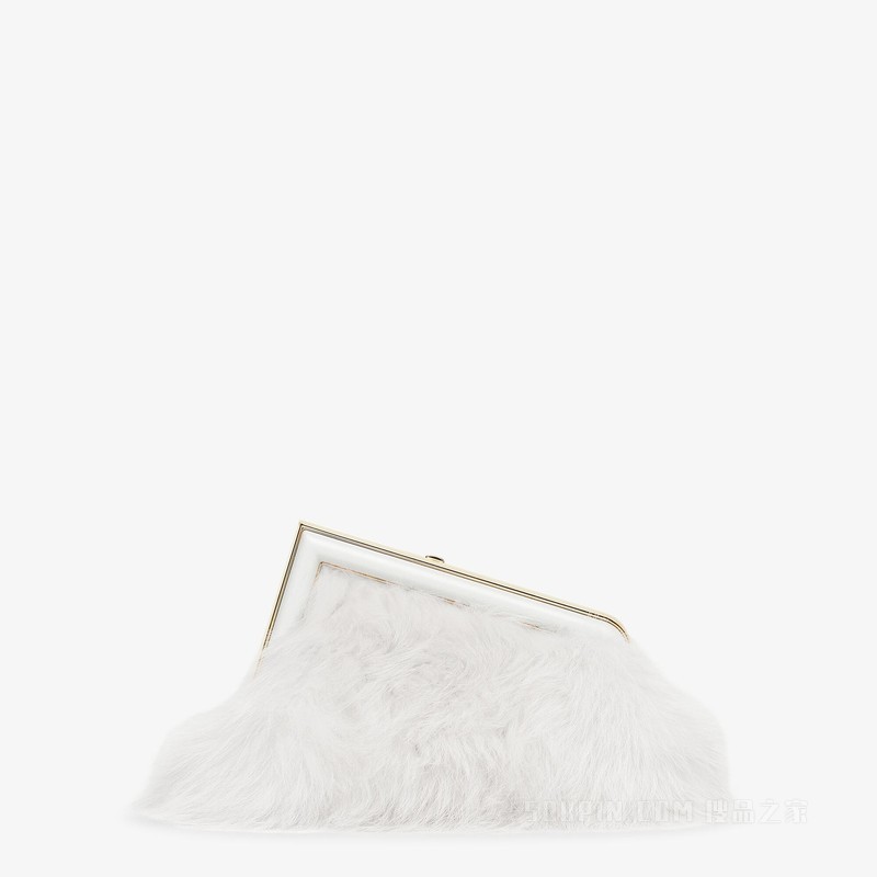 Fendi First小号手袋 白色狐狸皮草手袋