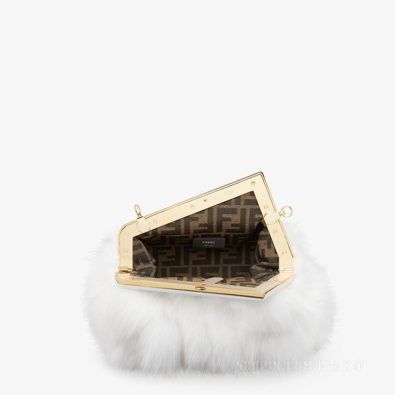 Fendi First小号手袋 白色狐狸皮草手袋