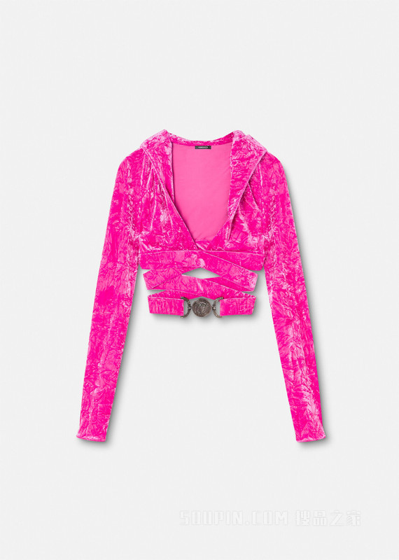 Medusa Biggie丝绒短款连帽衫