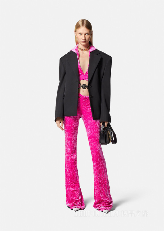 Medusa Biggie丝绒短款连帽衫