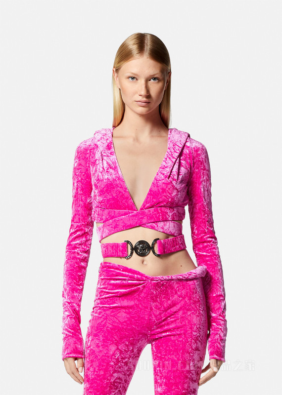 Medusa Biggie丝绒短款连帽衫