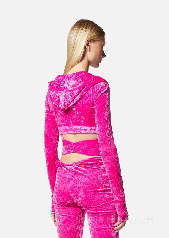 Medusa Biggie丝绒短款连帽衫