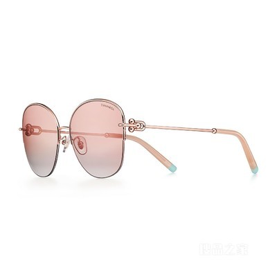 Tiffany HardWear 系列粉色镜片玫瑰金色金属镜框太阳镜
