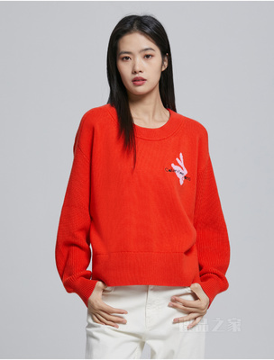 【兔年限定】Calvin Klein 23春季女士纯棉兔子提花刺绣针织衫J220849