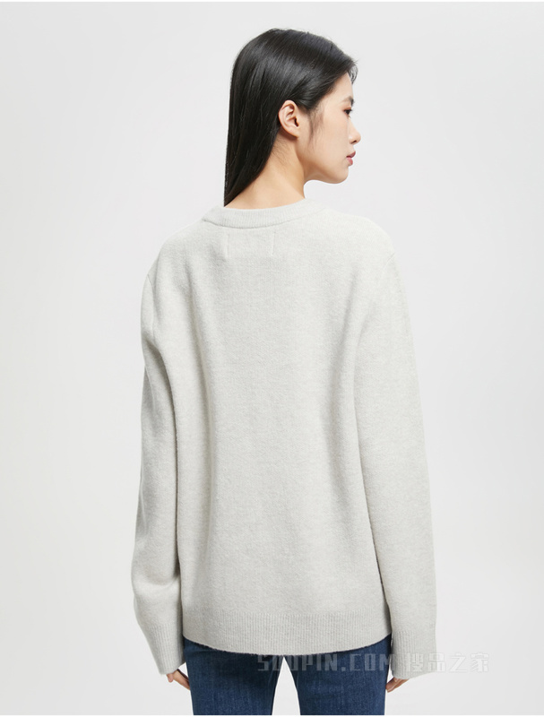 【兔年限定】Calvin Klein 23春男女同款白色兔子图案圆领毛衣J400230