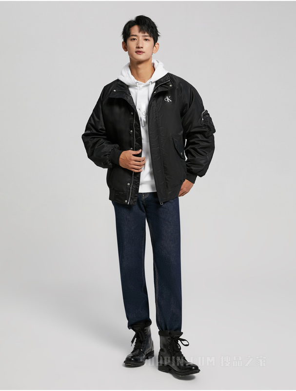 【兔年限定】Calvin Klein 23春男女同款兔子徽标立领夹棉外套J400249