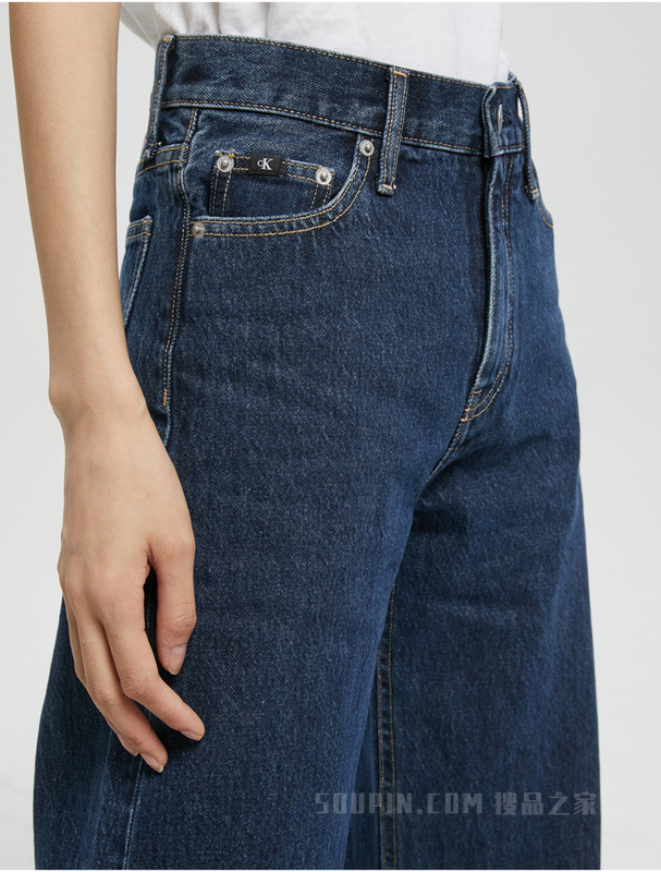 【兔年限定】Calvin Klein 23早春女士纯棉印花高腰阔腿牛仔裤J220926