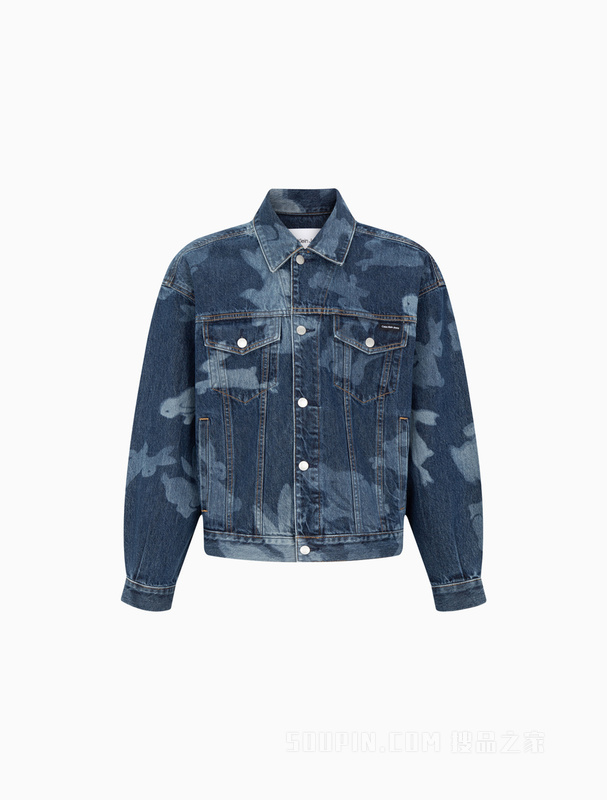 【兔年限定】Calvin Klein 23春男女情侣中性纯棉满印牛仔外套J400235