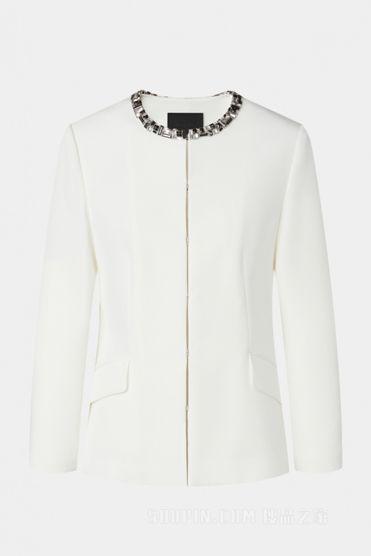奶白色装饰领极简夹克