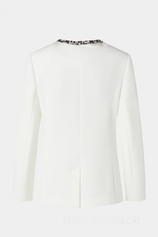 奶白色装饰领极简夹克