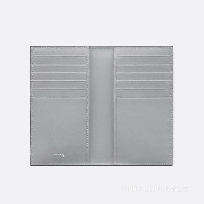 长款双折卡夹 迪奥灰帆布 CD Diamond 图案