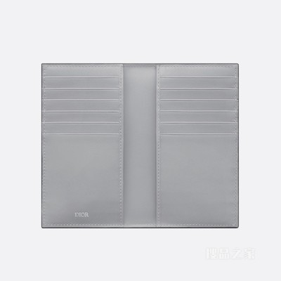 长款双折卡夹 迪奥灰帆布 CD Diamond 图案